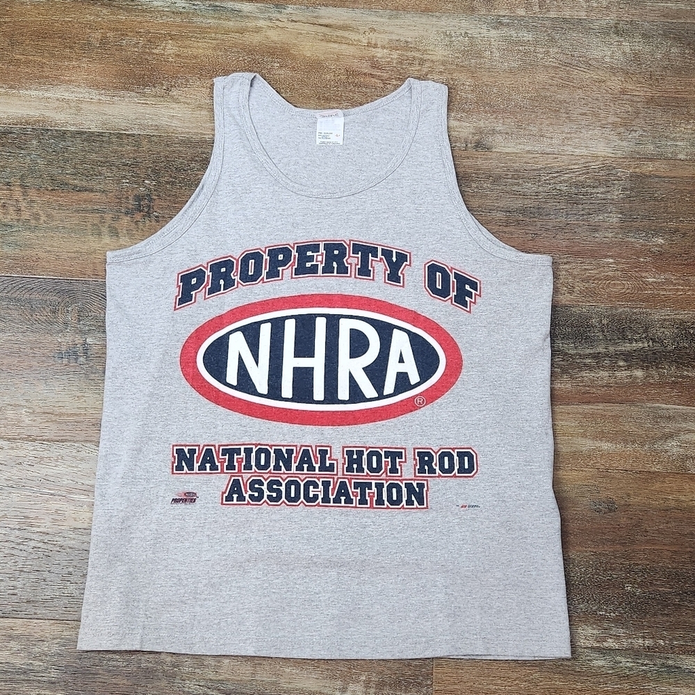 NATIONAL HOT ROD ASSOCIATION SLEEVELESS T-SHIRT SIZE LARGE